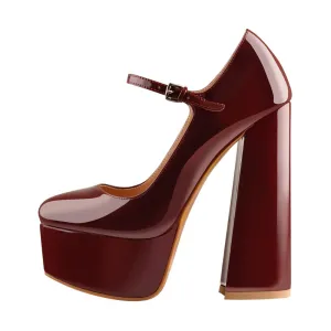 Pumps Platform Ankle Strap Chunky High Heels Shoes