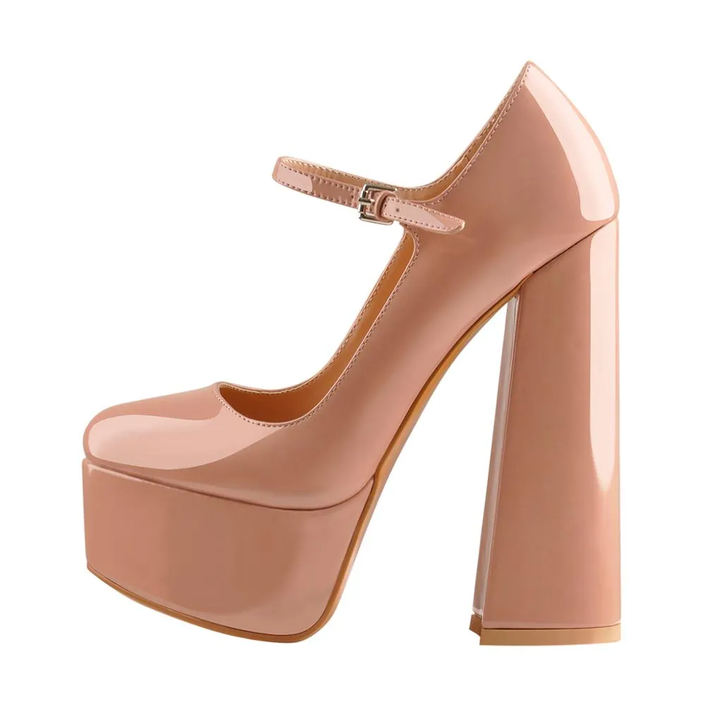 Pumps Platform Ankle Strap Chunky High Heels Shoes