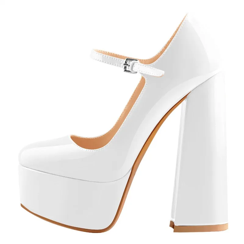 Pumps Platform Ankle Strap Chunky High Heels Shoes