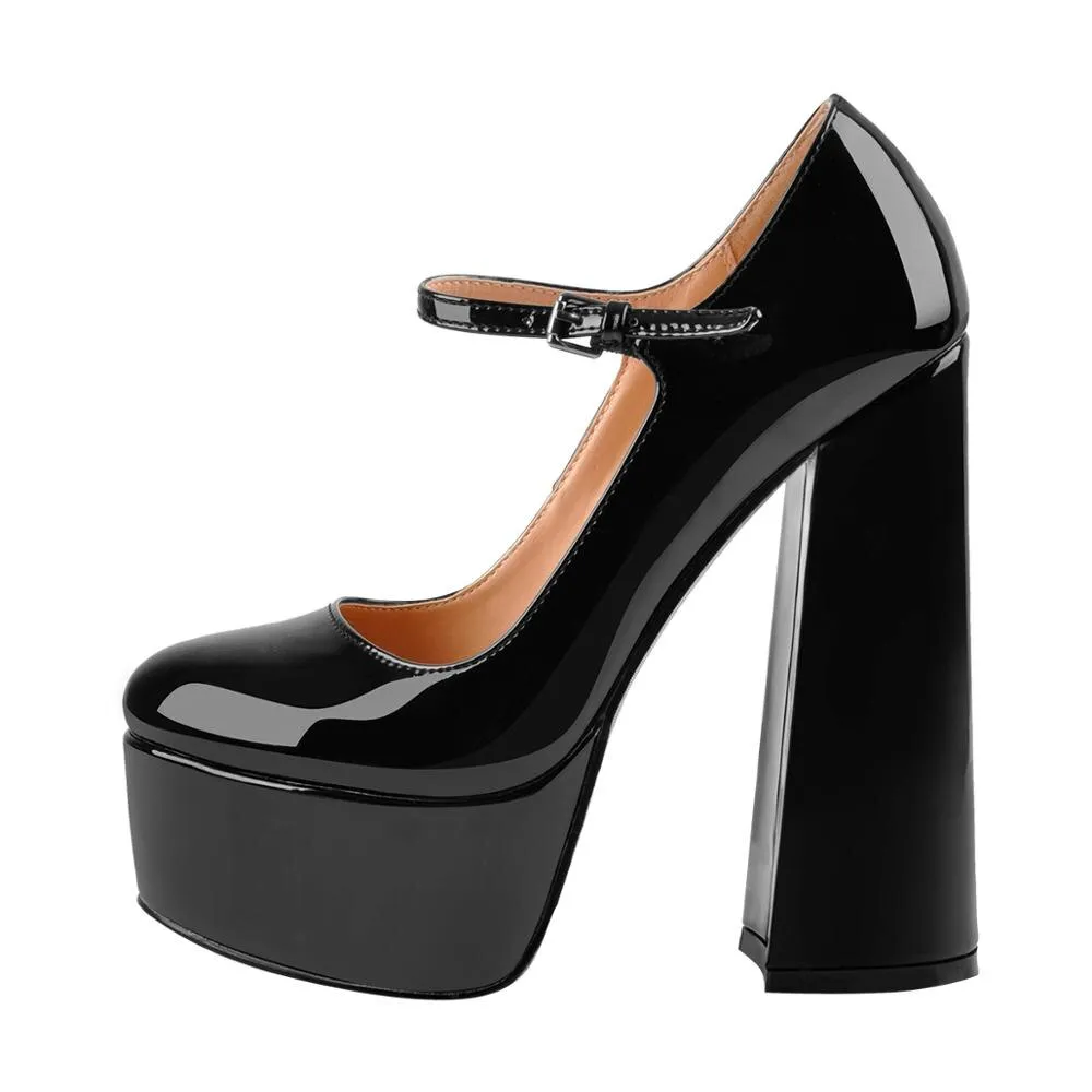 Pumps Platform Ankle Strap Chunky High Heels Shoes