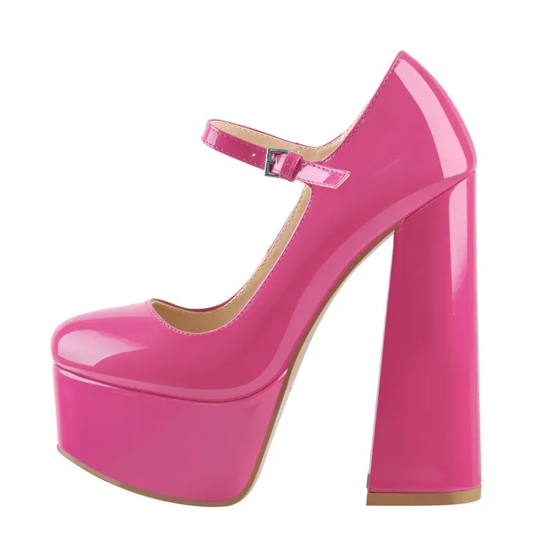 Pumps Platform Ankle Strap Chunky High Heels Shoes