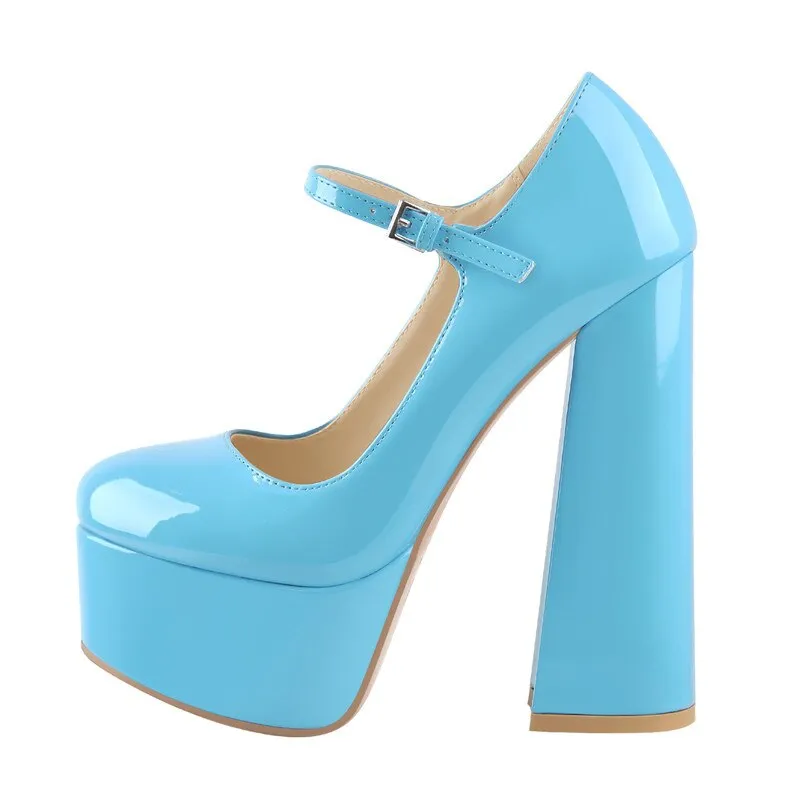 Pumps Platform Ankle Strap Chunky High Heels Shoes