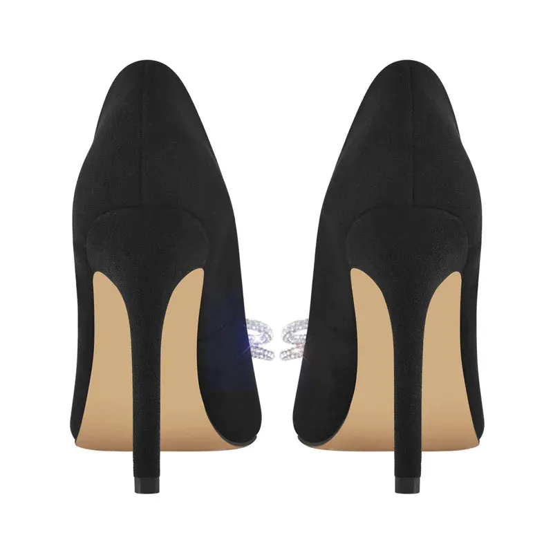 Pumps Pointed Toe Shiny Crystal Butterfly-knot High Heels Shoes