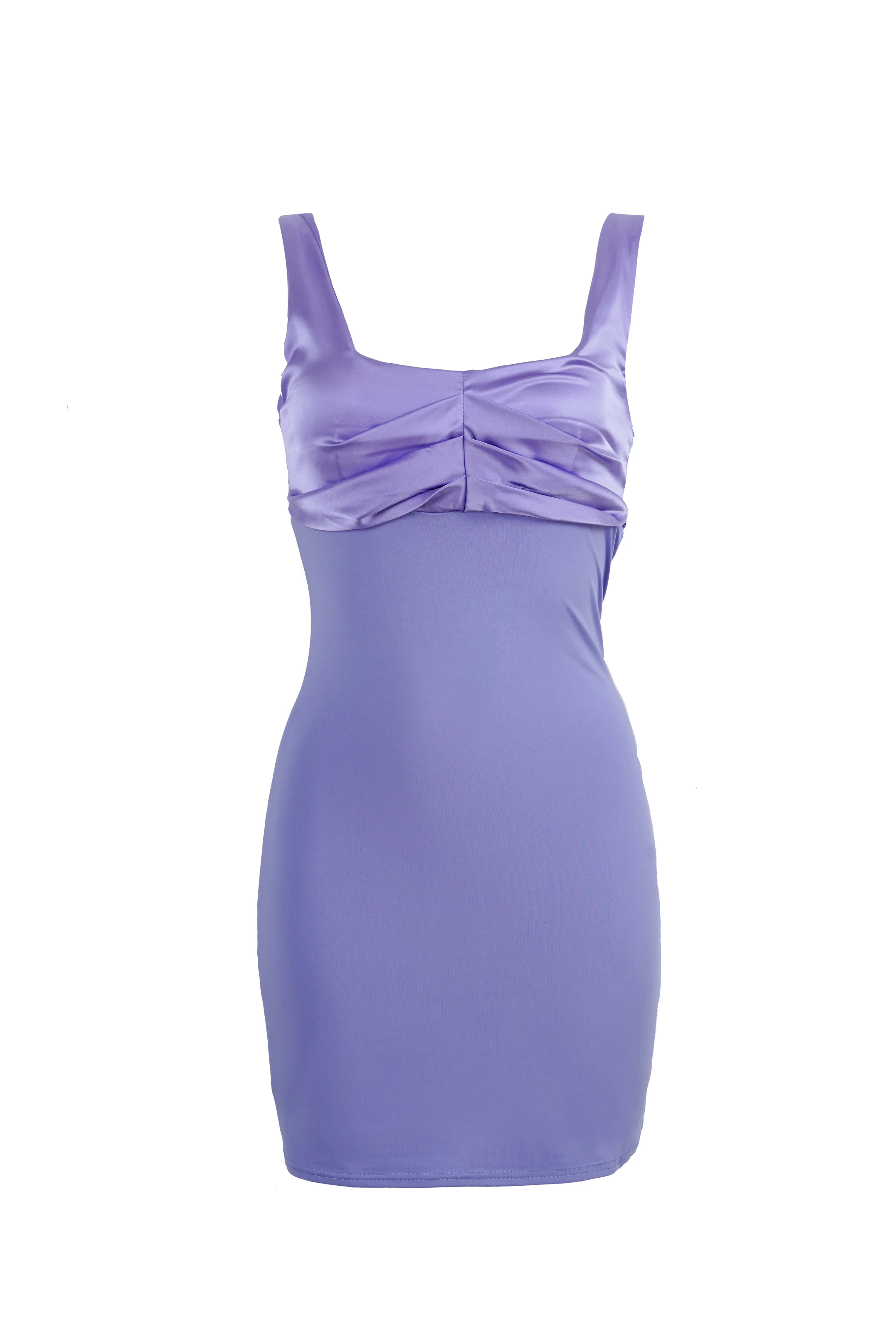Purple Solid Straps Folds Draped Patchwork Mini Dress