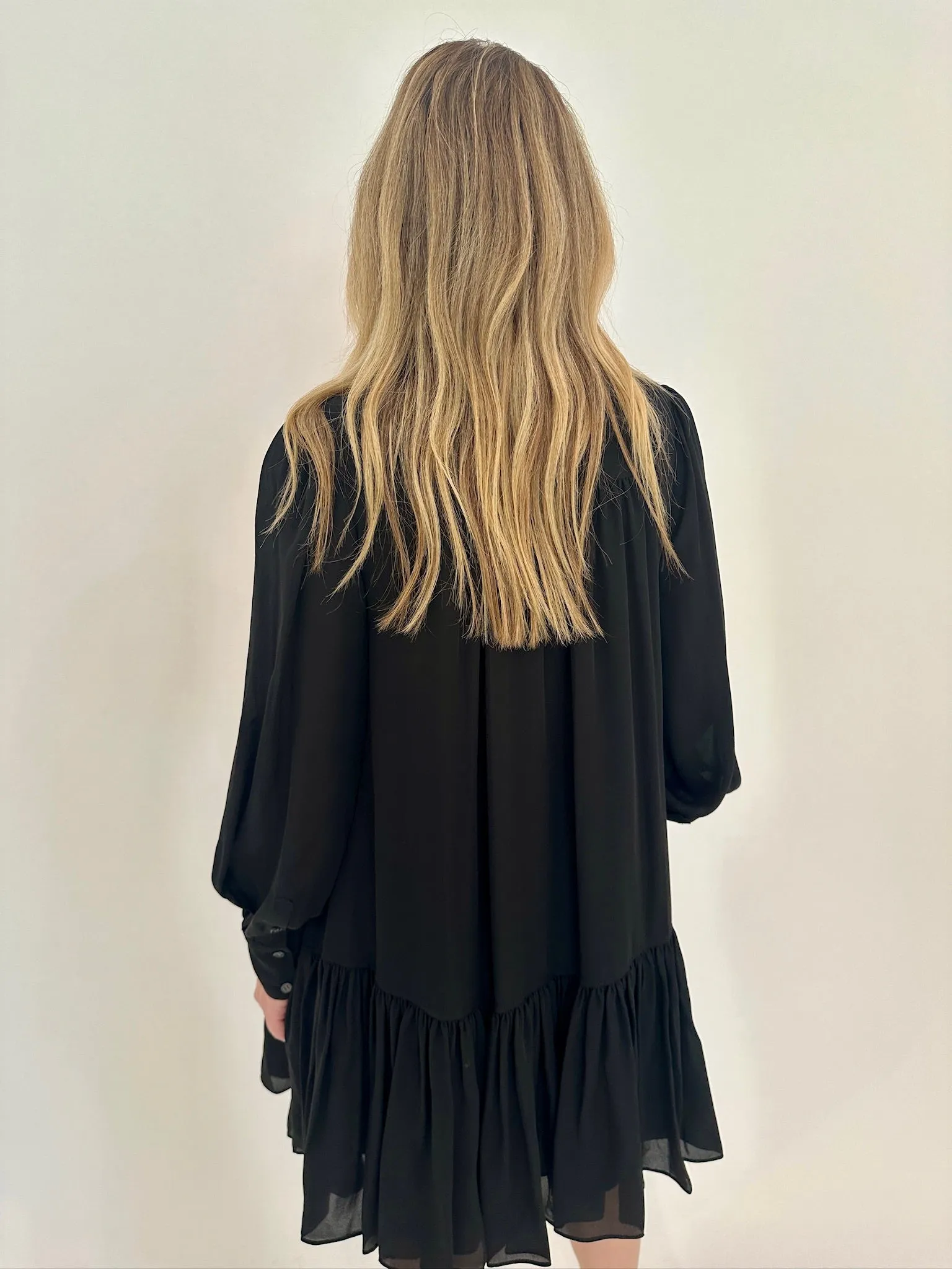 Quince Long Sleeve Mini Dress - Black
