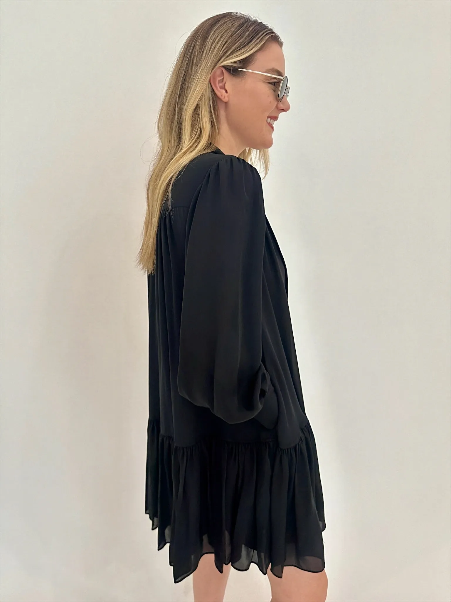Quince Long Sleeve Mini Dress - Black