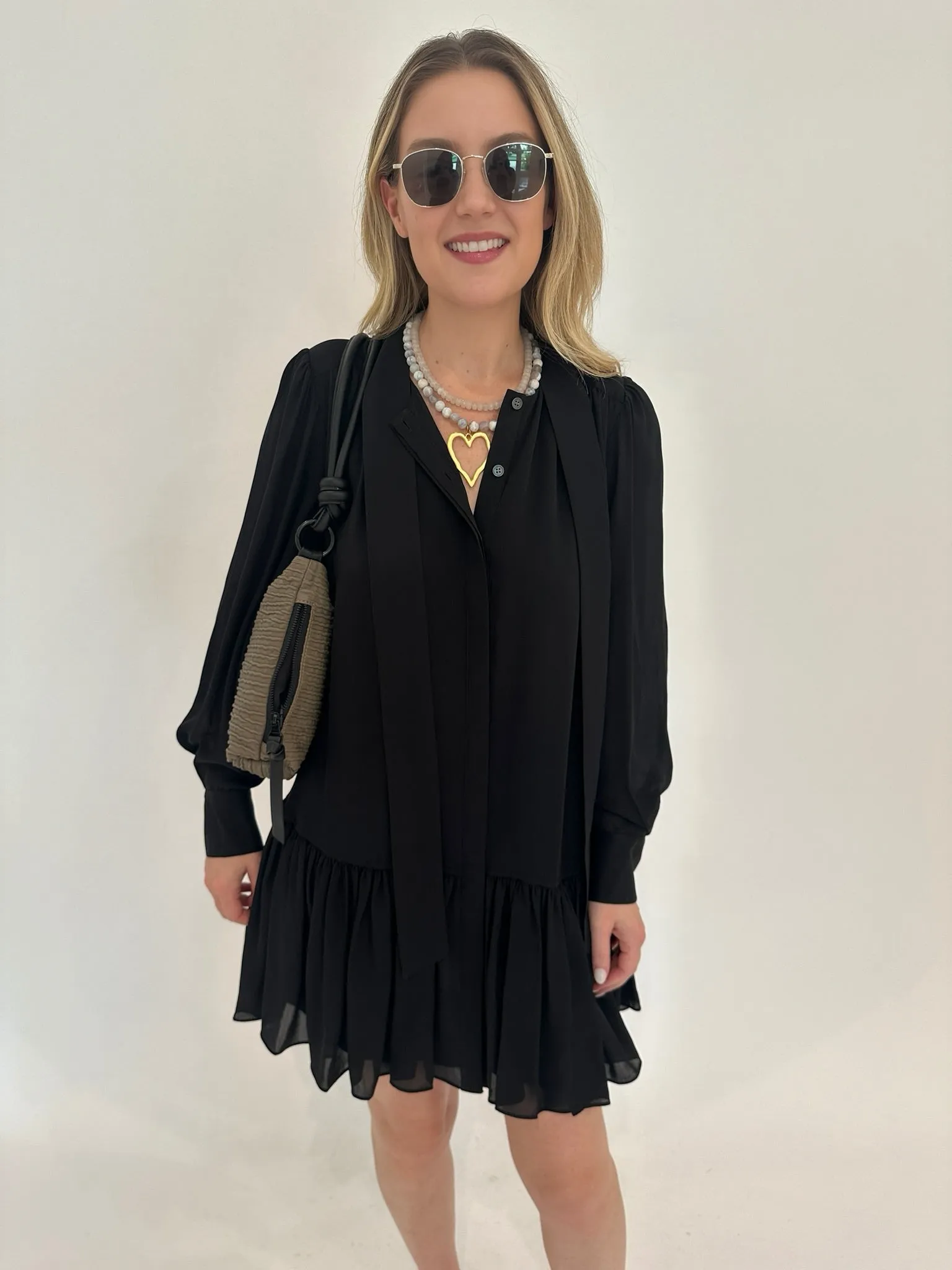 Quince Long Sleeve Mini Dress - Black