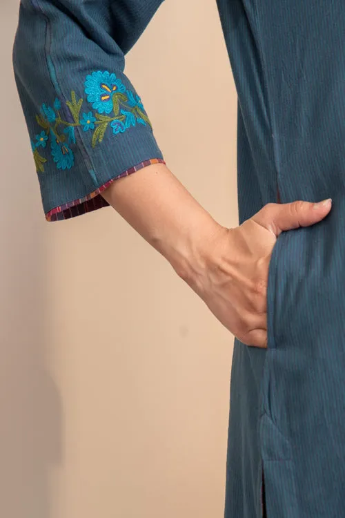Rangsutra Haveli Crewel Blue Kurta