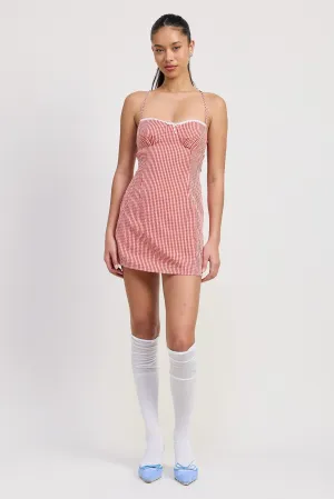 Red Gingham Mini Summer Dress