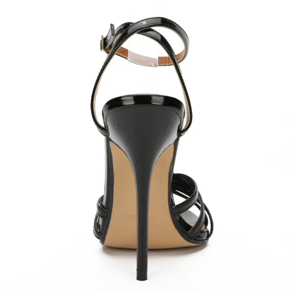 Red Party Elegance: Crossdresser's High Heel Sandals with Ankle Straps - Plus Size 48 for Fashionable Summer Gladiator Sandals