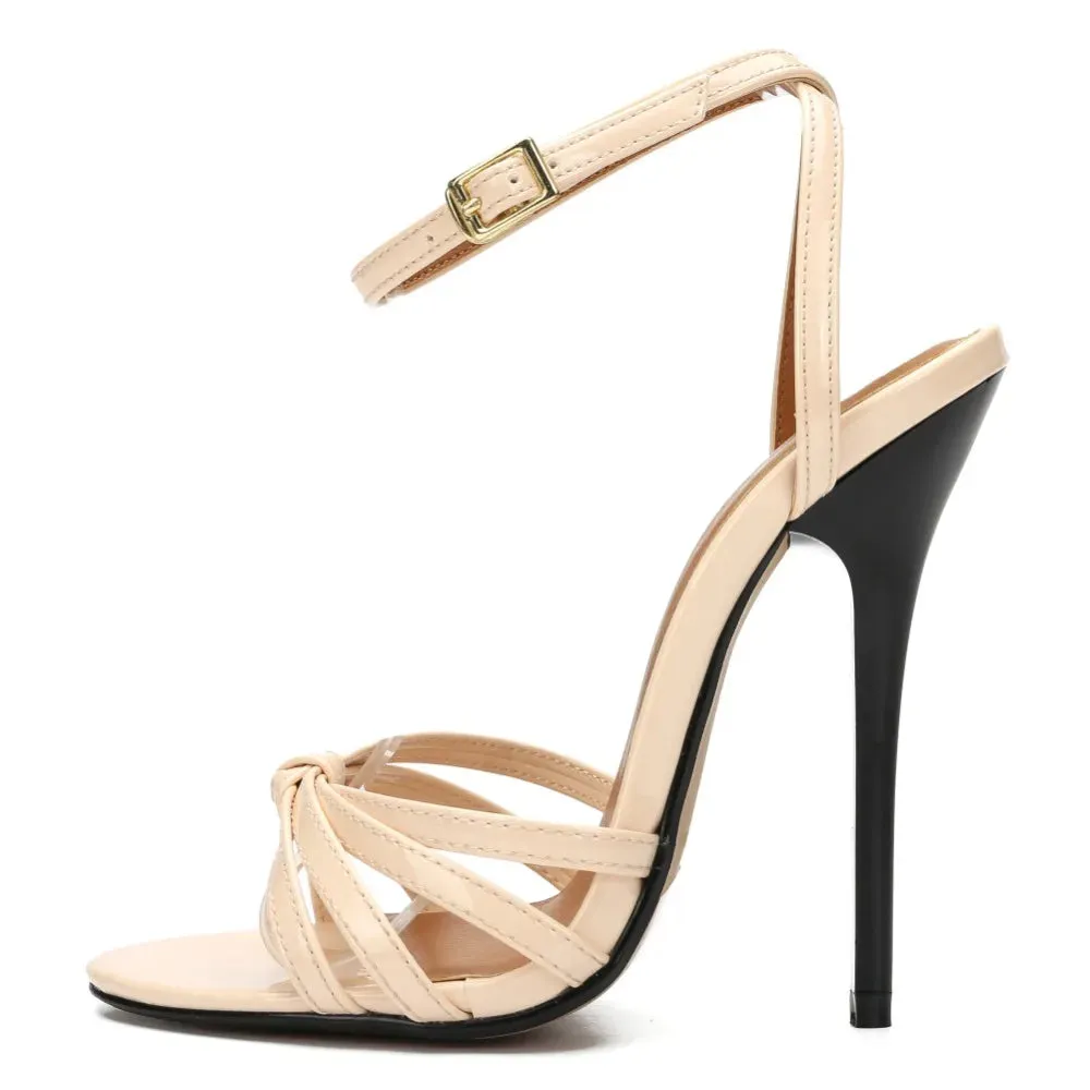 Red Party Elegance: Crossdresser's High Heel Sandals with Ankle Straps - Plus Size 48 for Fashionable Summer Gladiator Sandals