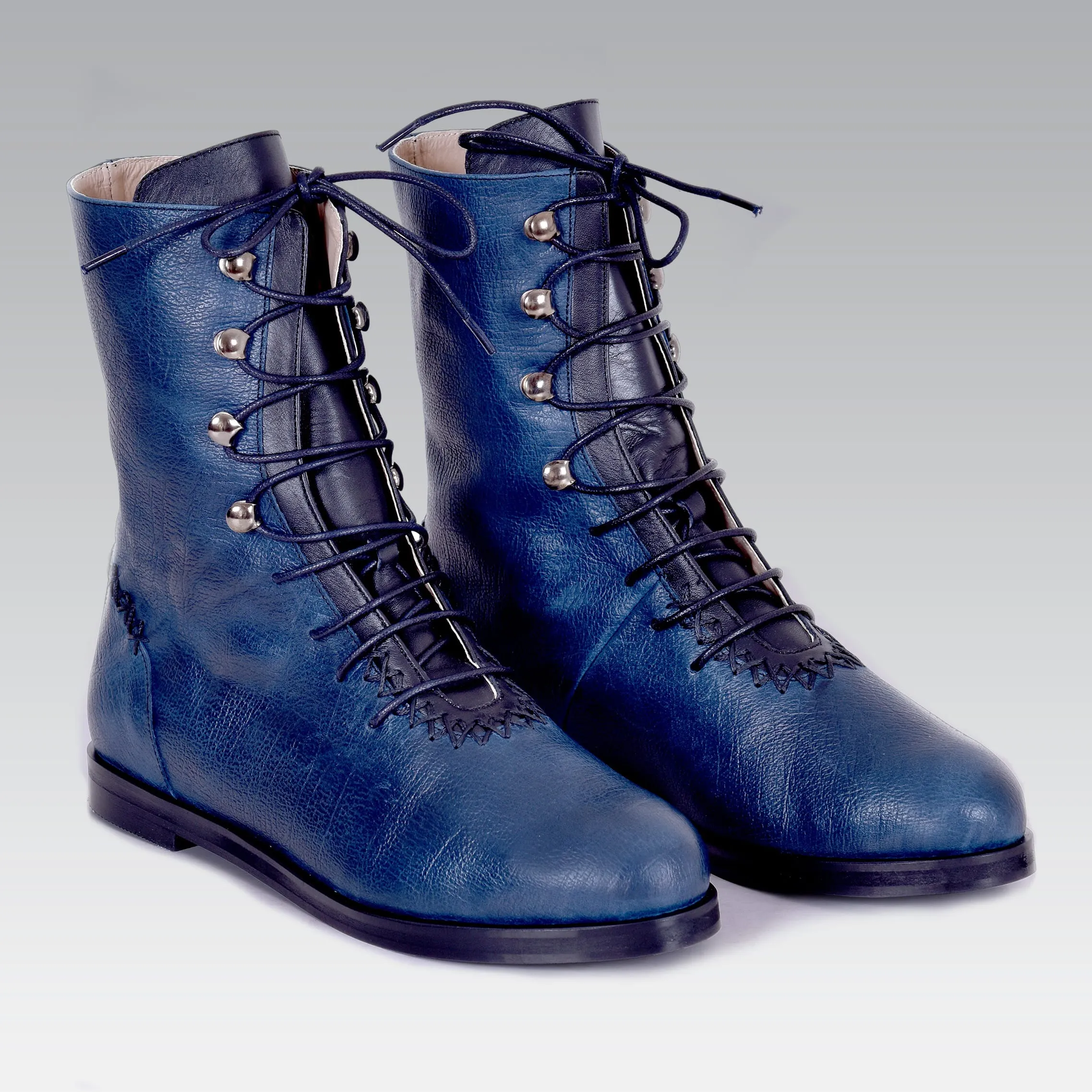 Rehan Calf Boot | Navy Blue & Black Calfskin Leather