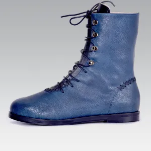 Rehan Calf Boot | Navy Blue & Black Calfskin Leather