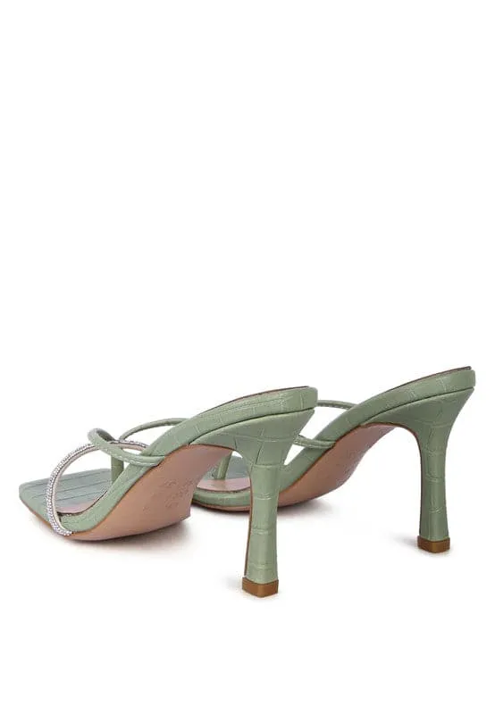 Rhinestone Slider Sandals - Mint or Taupe