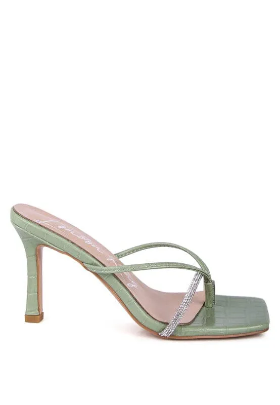 Rhinestone Slider Sandals - Mint or Taupe
