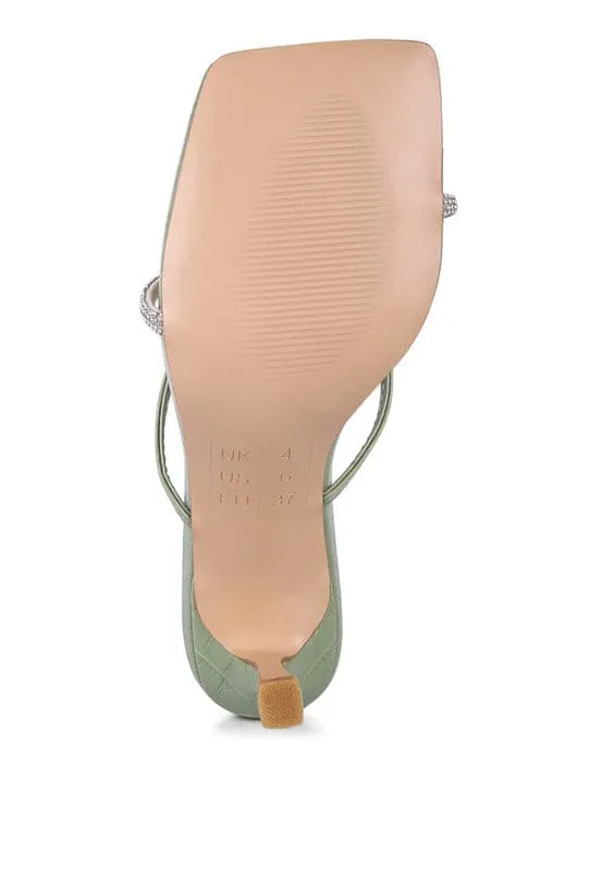 Rhinestone Slider Sandals - Mint or Taupe
