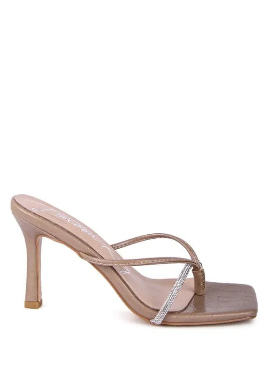 Rhinestone Slider Sandals - Mint or Taupe