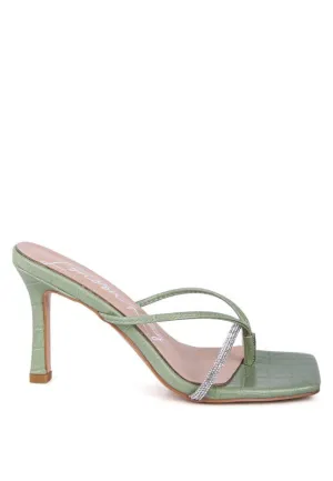 Rhinestone Slider Sandals - Mint or Taupe