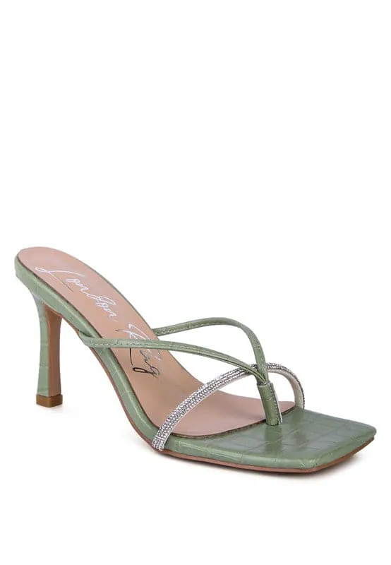Rhinestone Slider Sandals - Mint or Taupe