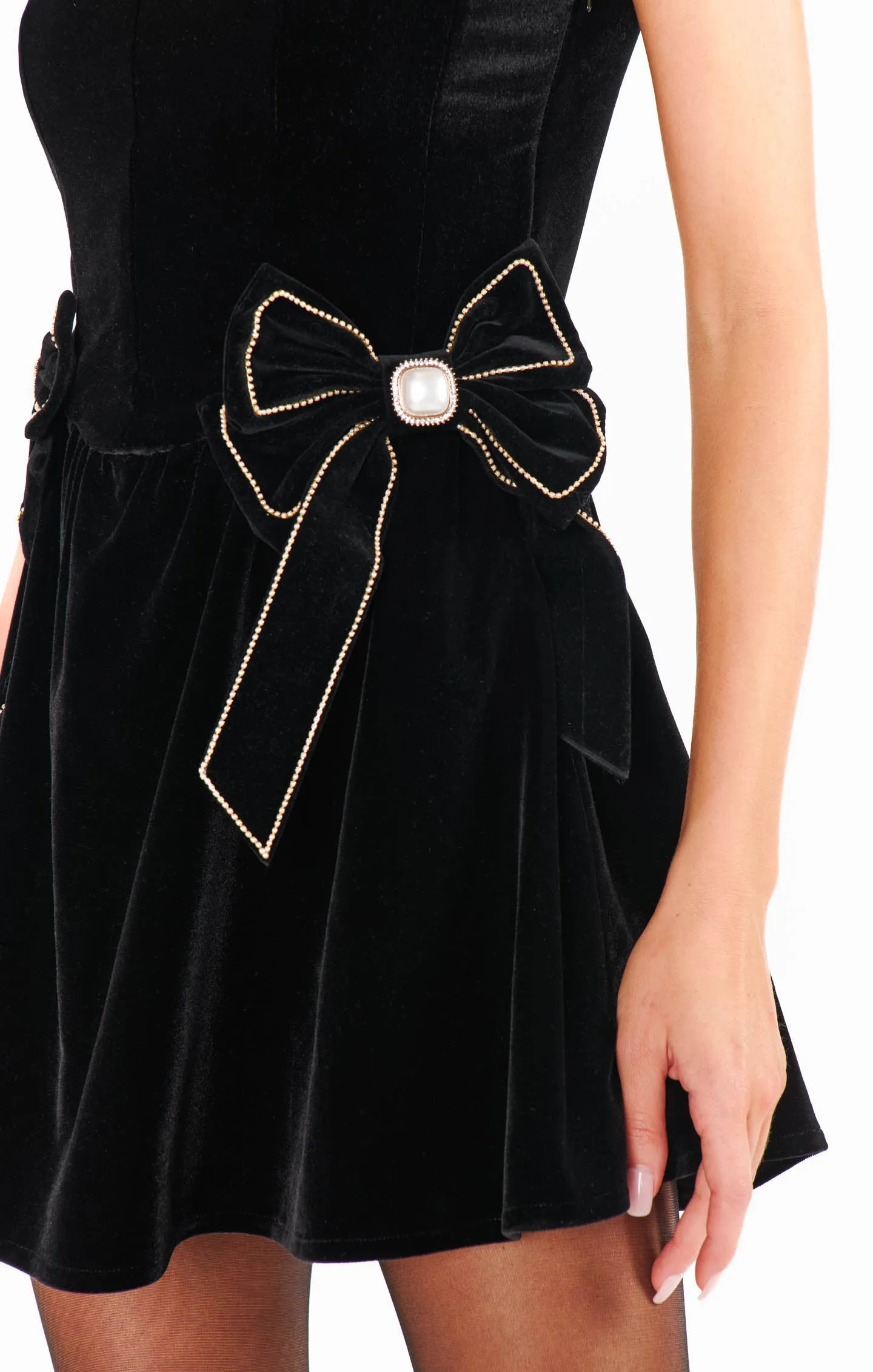 Ricci Skort Dress with Bows | Black Velvet