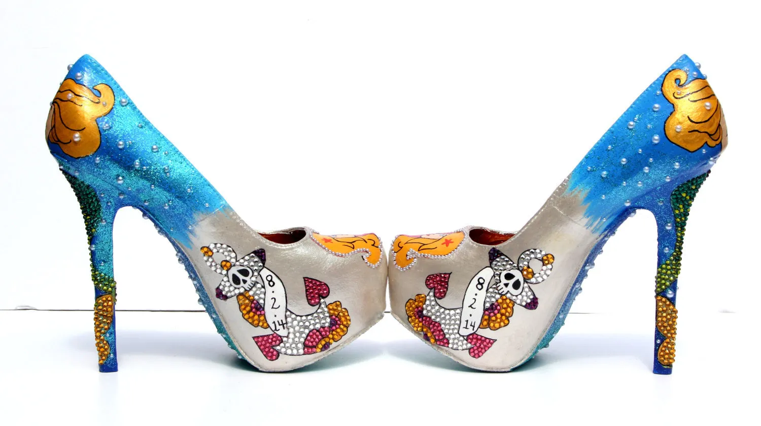 Rockabilly Mermaid Tat Heels in Crystal