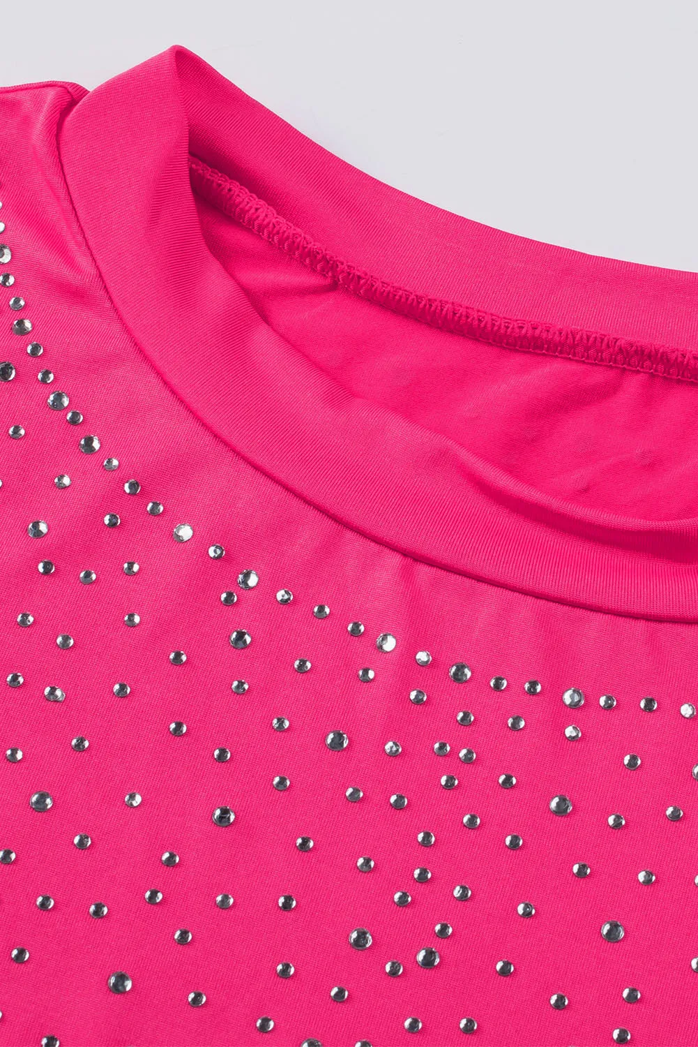 Rose Rhinestone All-over Round Neck Short Sleeve Bodysuit