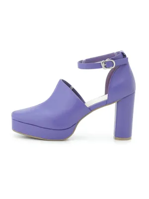 Round Closed Toe Ankle Strap Chunky High Heel Sandals