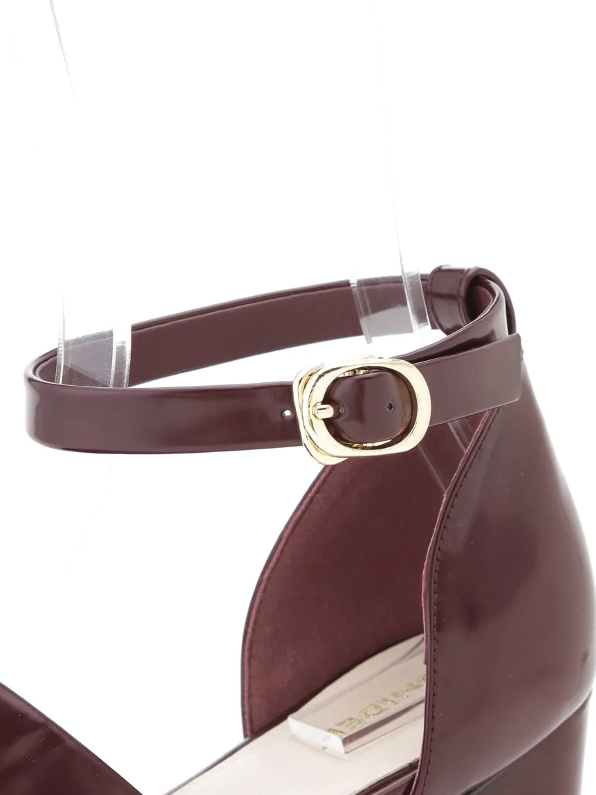 Round Closed Toe Ankle Strap Chunky High Heel Sandals