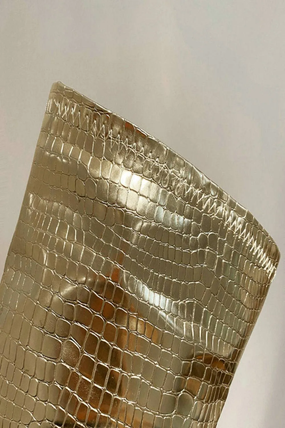 Ruby Metallic Knee High Gold Crocodile Boots