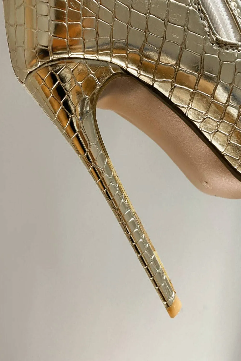 Ruby Metallic Knee High Gold Crocodile Boots