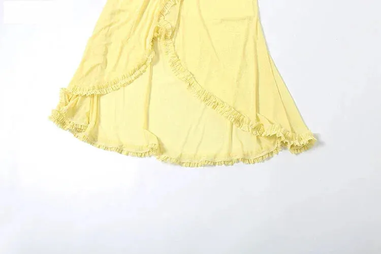 Ruched High-Low Dress with Cascading Ruffles – Glam Collection