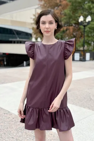 Ruffle Sleeve Mini Dress in Purple