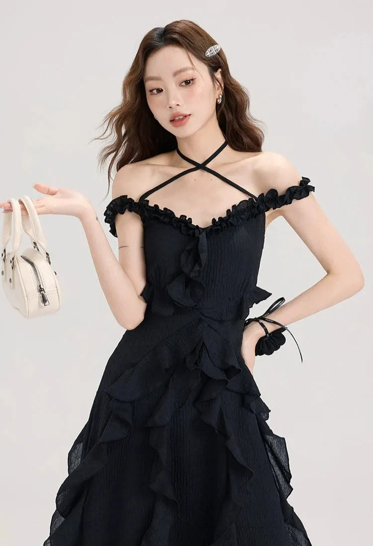 Ruffled Asymmetric Hemline Sleeveless Dress