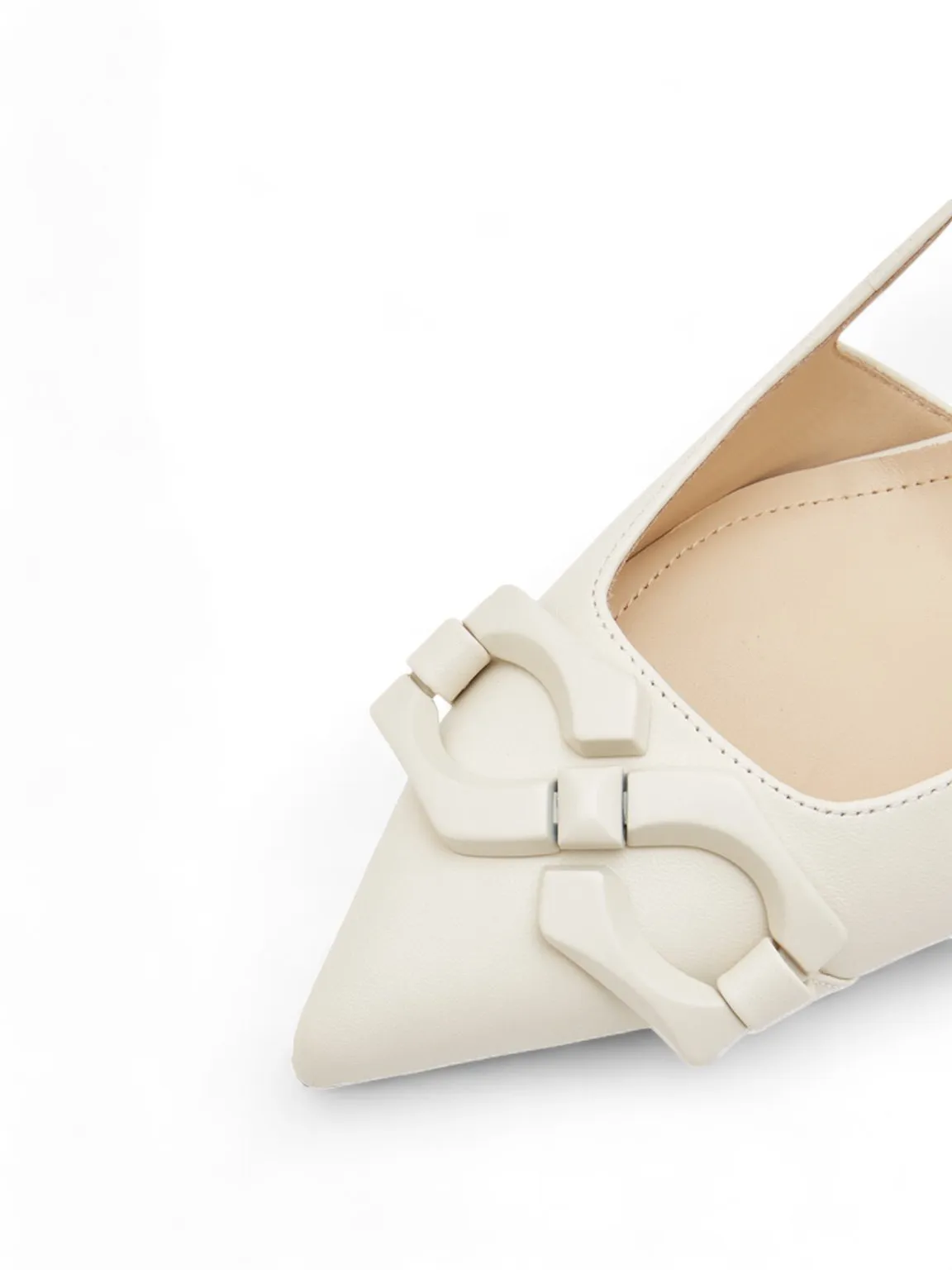 S Buckle Pointed Toe Slingback Heel