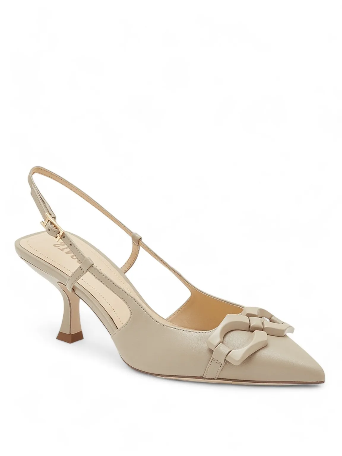 S Buckle Pointed Toe Slingback Heel