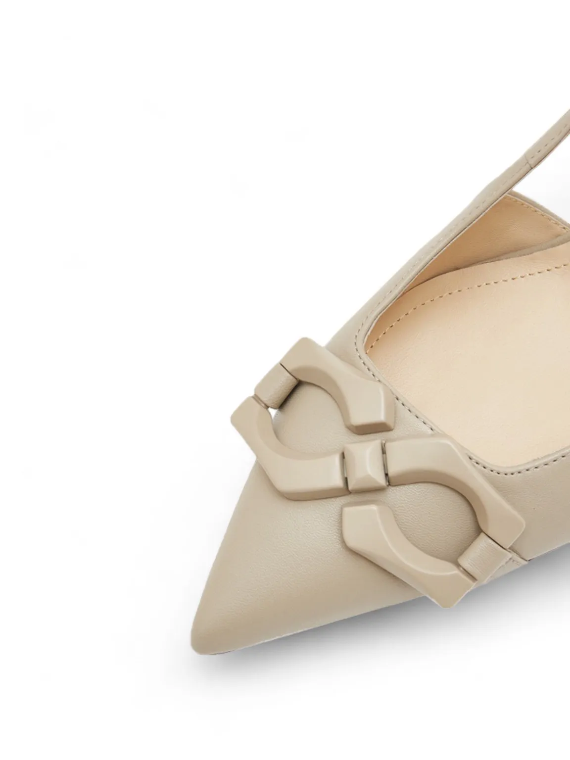 S Buckle Pointed Toe Slingback Heel