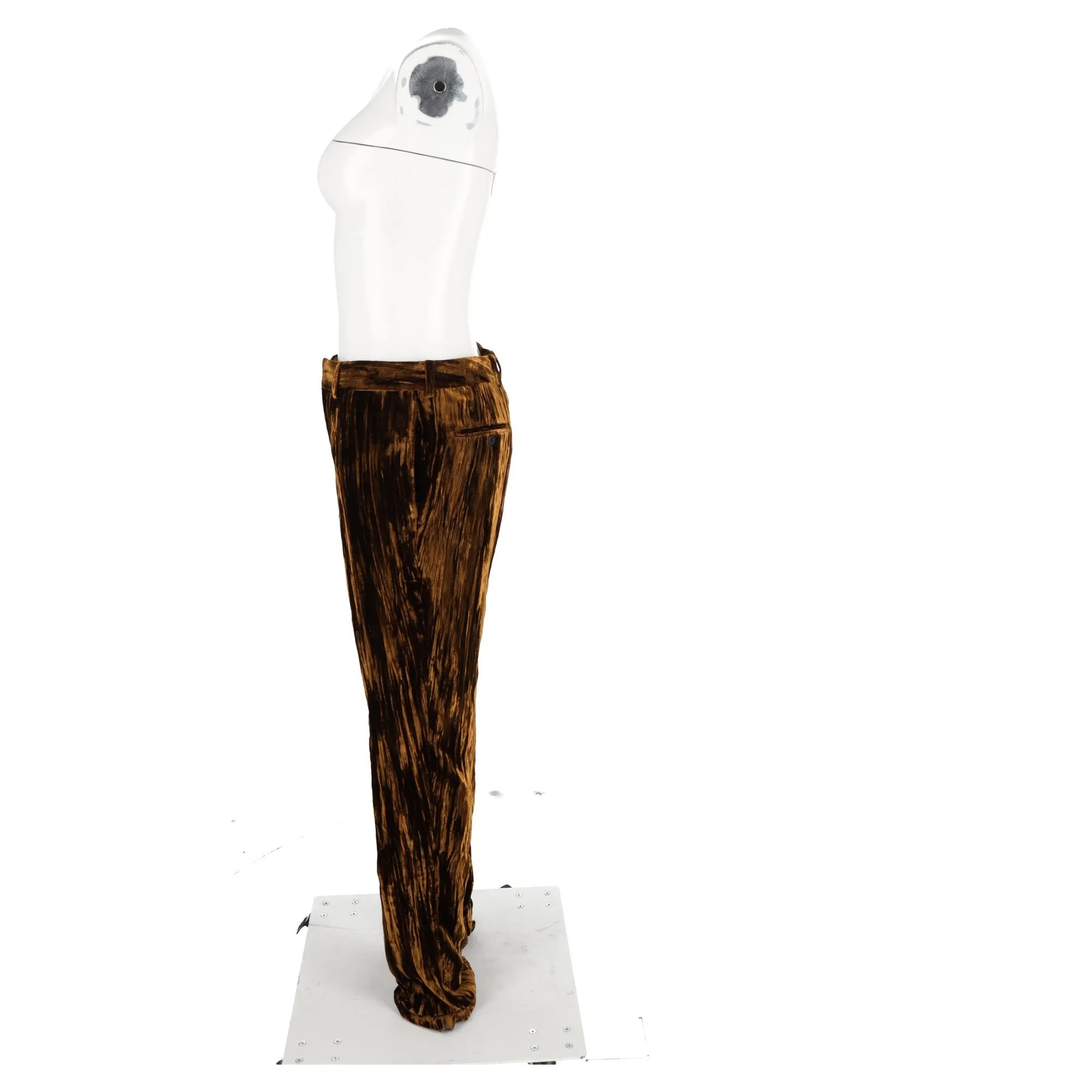 Saint Laurent Straight-Leg Tapered Pants in Brown Velvet