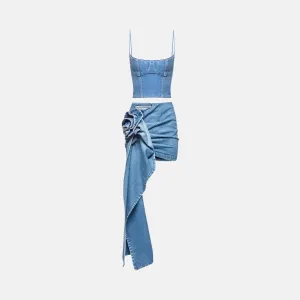 Salira Essence Set – Wash denim - Draped short skirt