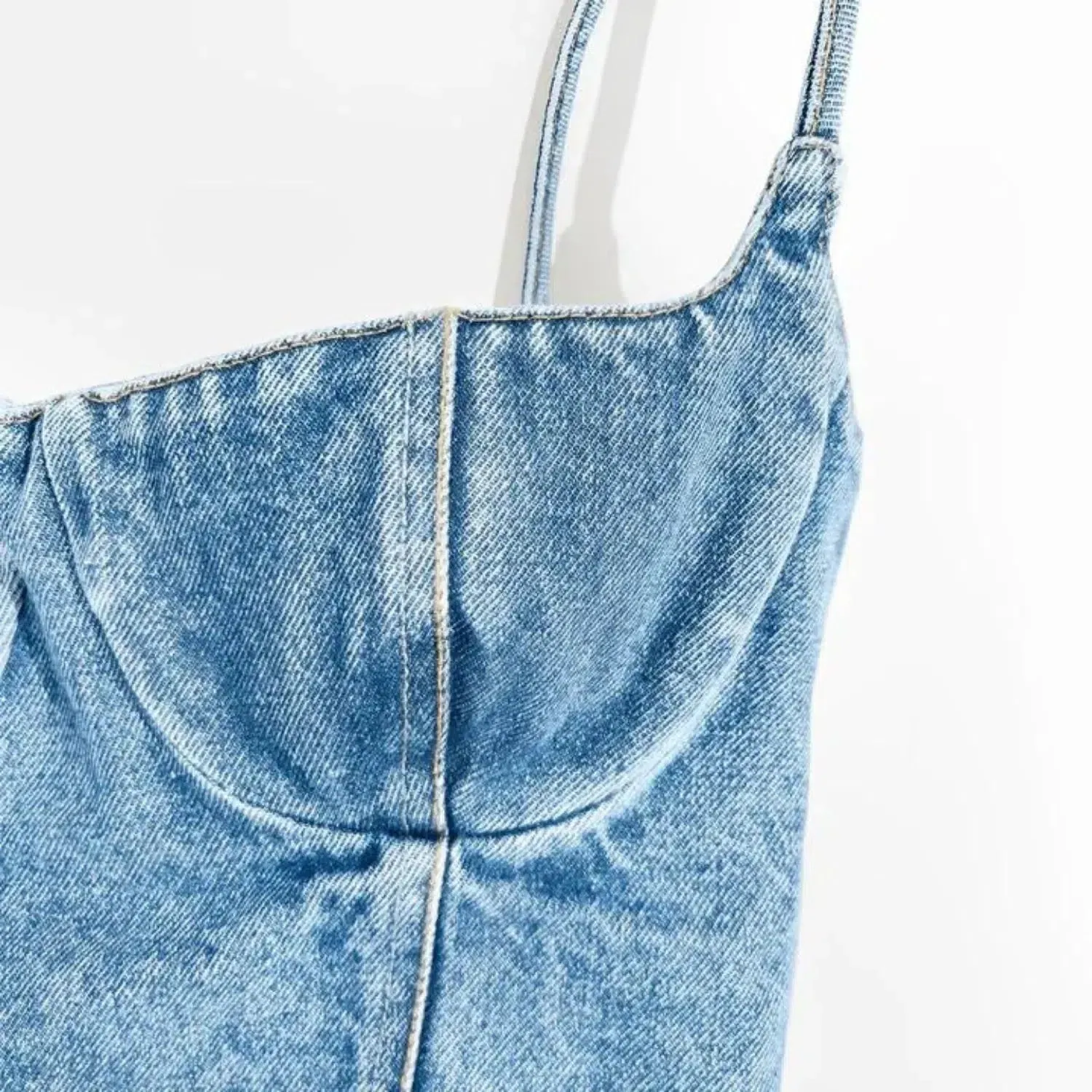 Salira Essence Set – Wash denim - Draped short skirt