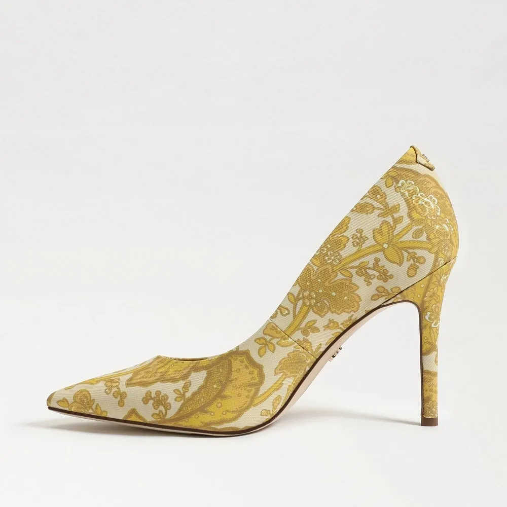 Sam Edelman Hazel Turmeric Stiletto Heeled Dress Shoes Pointed Toe Wide Pumps
