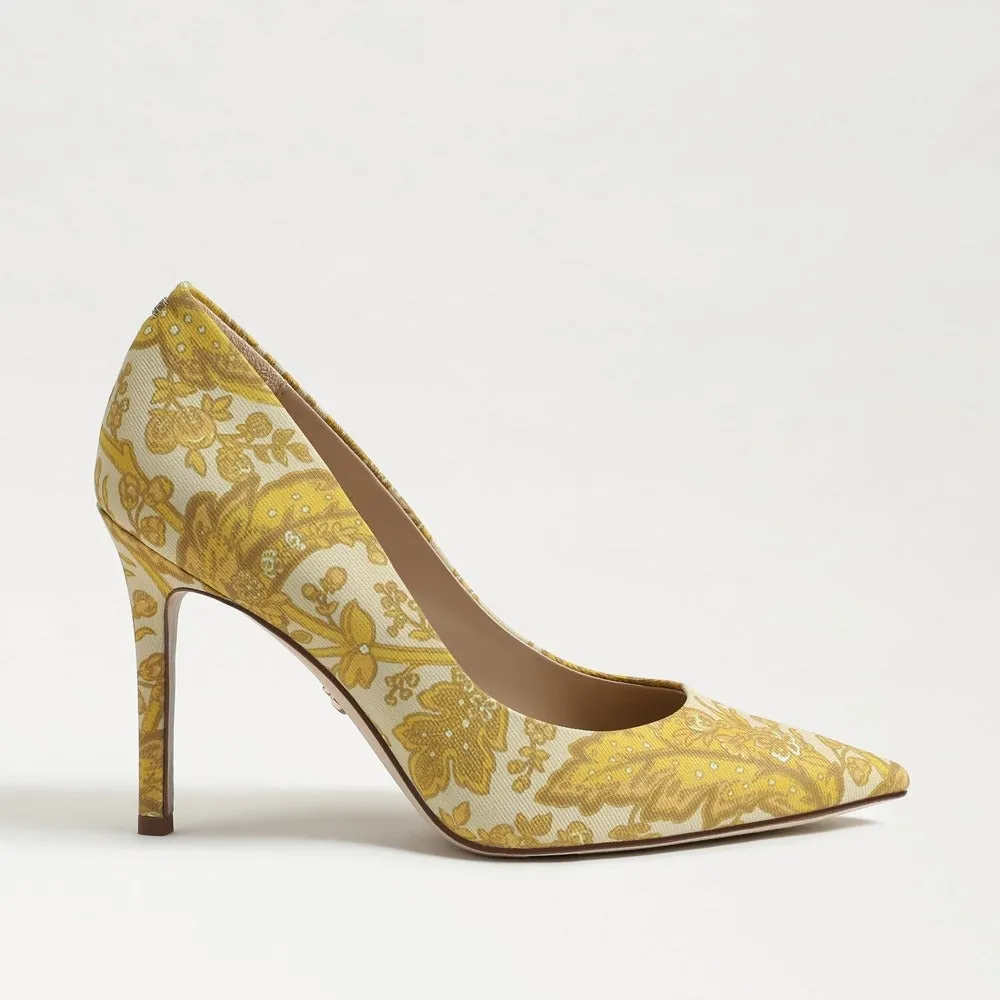 Sam Edelman Hazel Turmeric Stiletto Heeled Dress Shoes Pointed Toe Wide Pumps