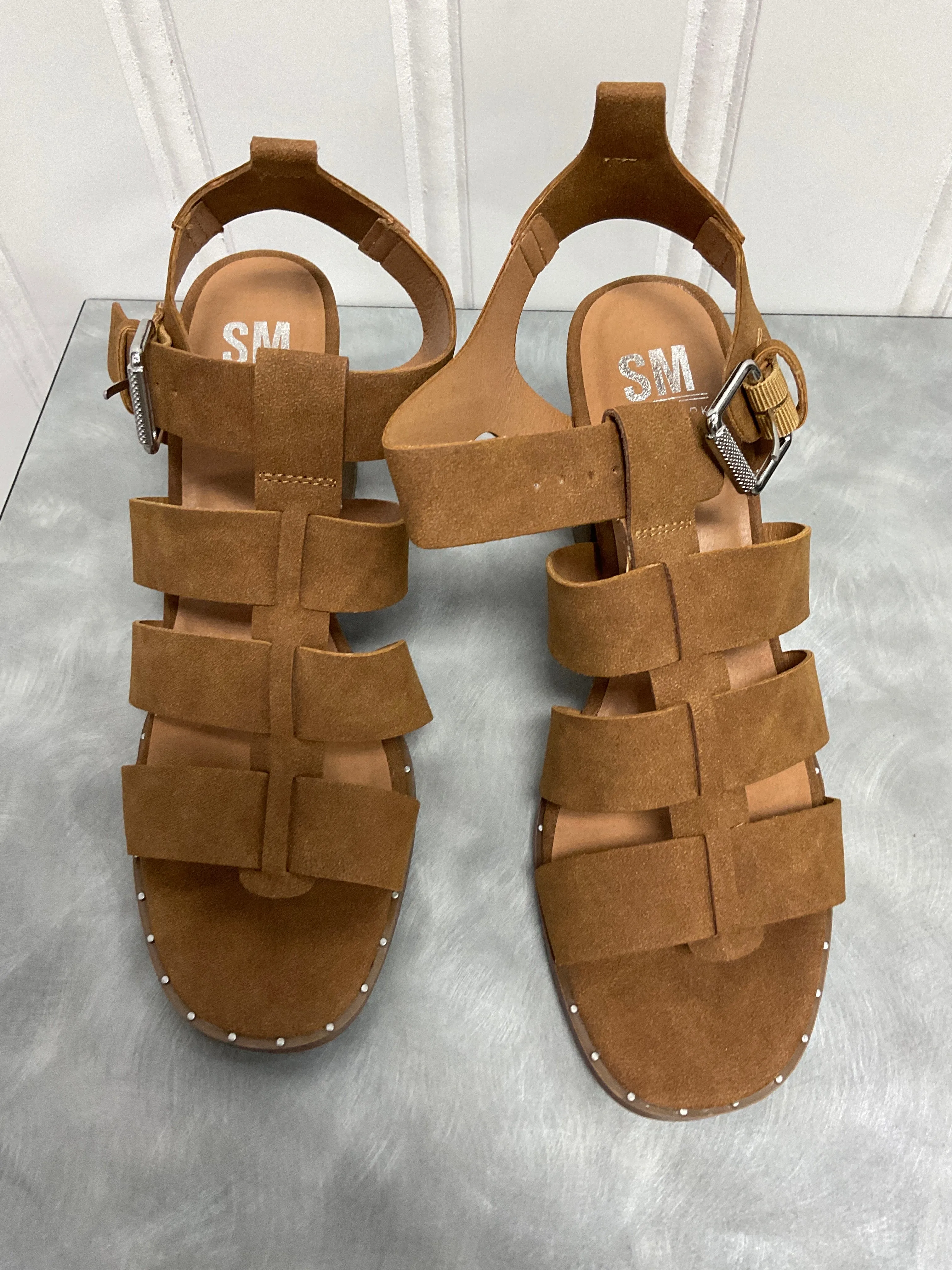 Sandals Heels Block By Steve Madden In Tan, Size:9