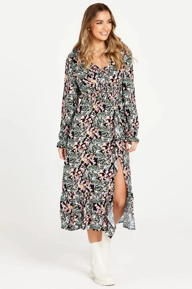 Sass June Long Sleeve Midi Dress Patchwork Floral