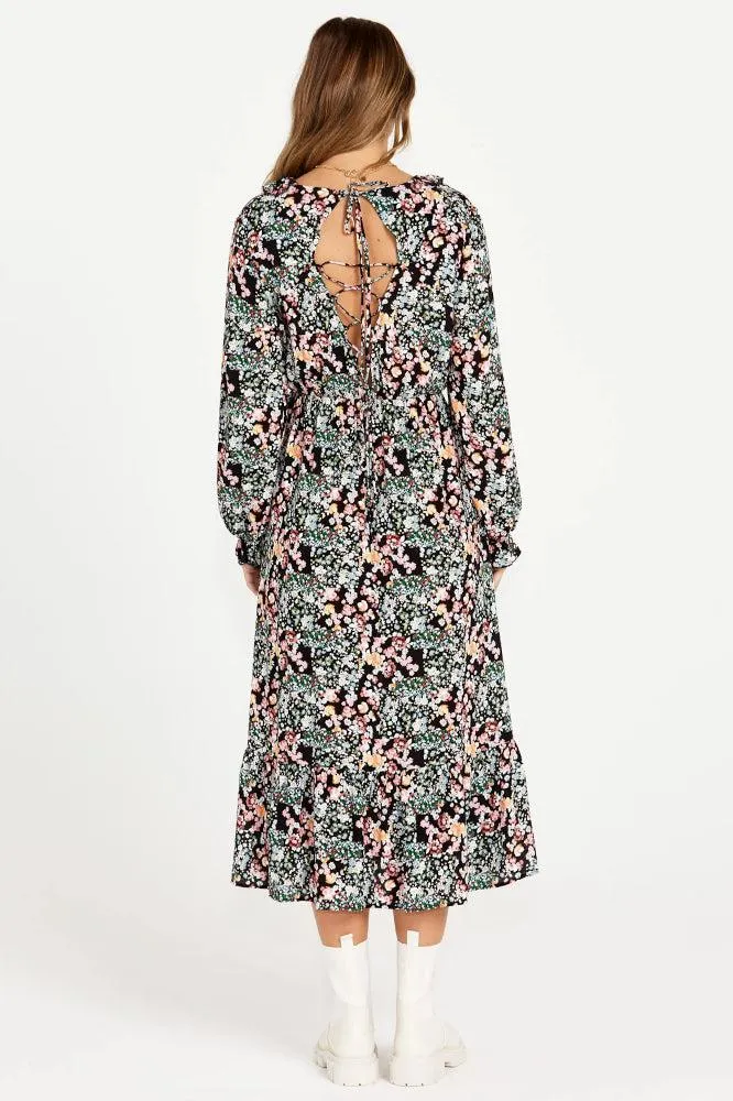 Sass June Long Sleeve Midi Dress Patchwork Floral
