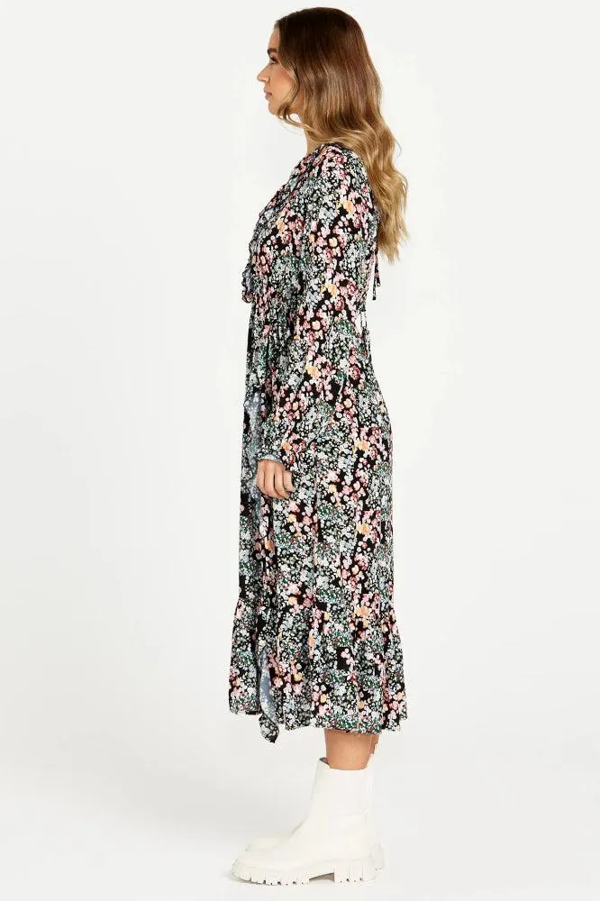 Sass June Long Sleeve Midi Dress Patchwork Floral