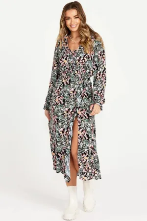 Sass June Long Sleeve Midi Dress Patchwork Floral