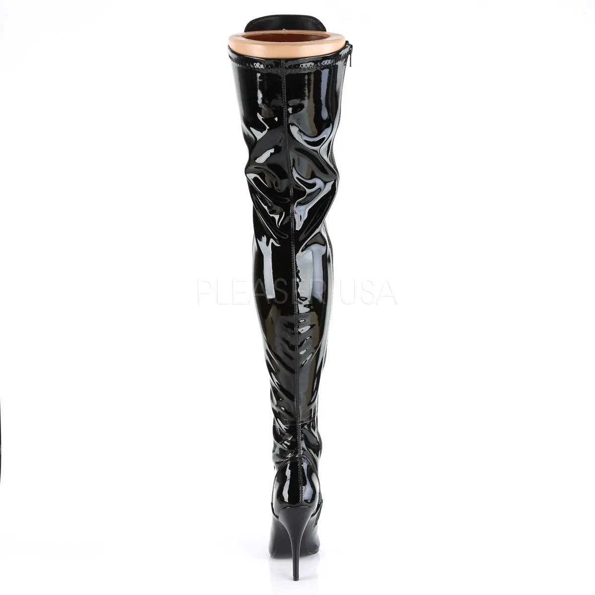 Seduce-3024 Black PA Thigh High Boots