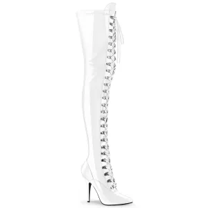 Seduce-3024 White Thigh High Boots