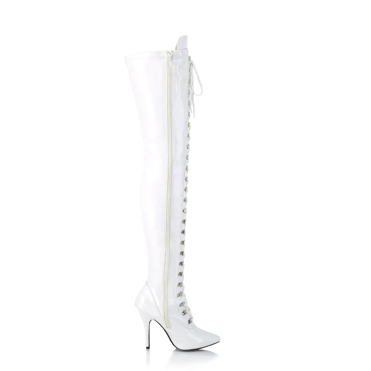 Seduce-3024 White Thigh High Boots