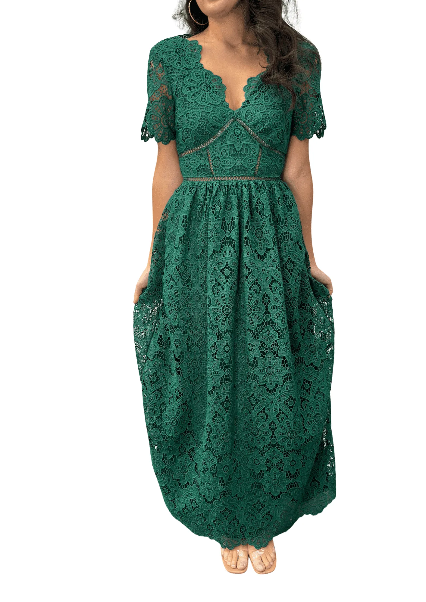 SELF-PORTRAIT - Embroidered V-neck Dress
